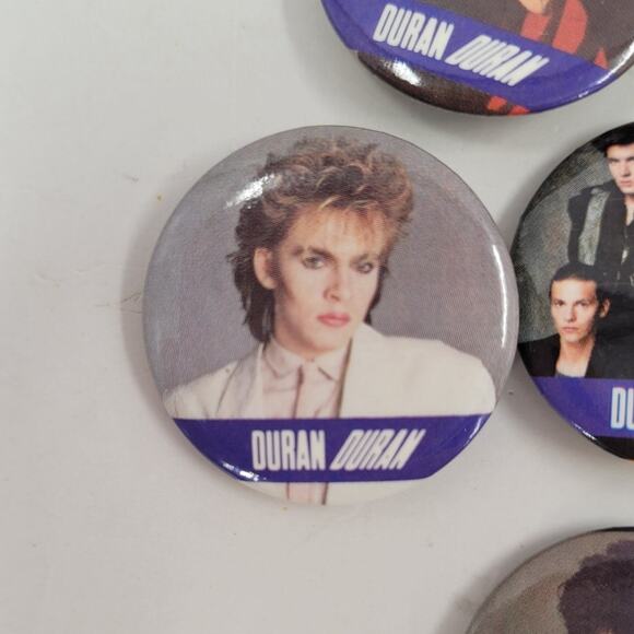 Vintage Duran Duran 80s Pin Lot Five Band Buttons Music Retro Collectible - Picture 8 of 10